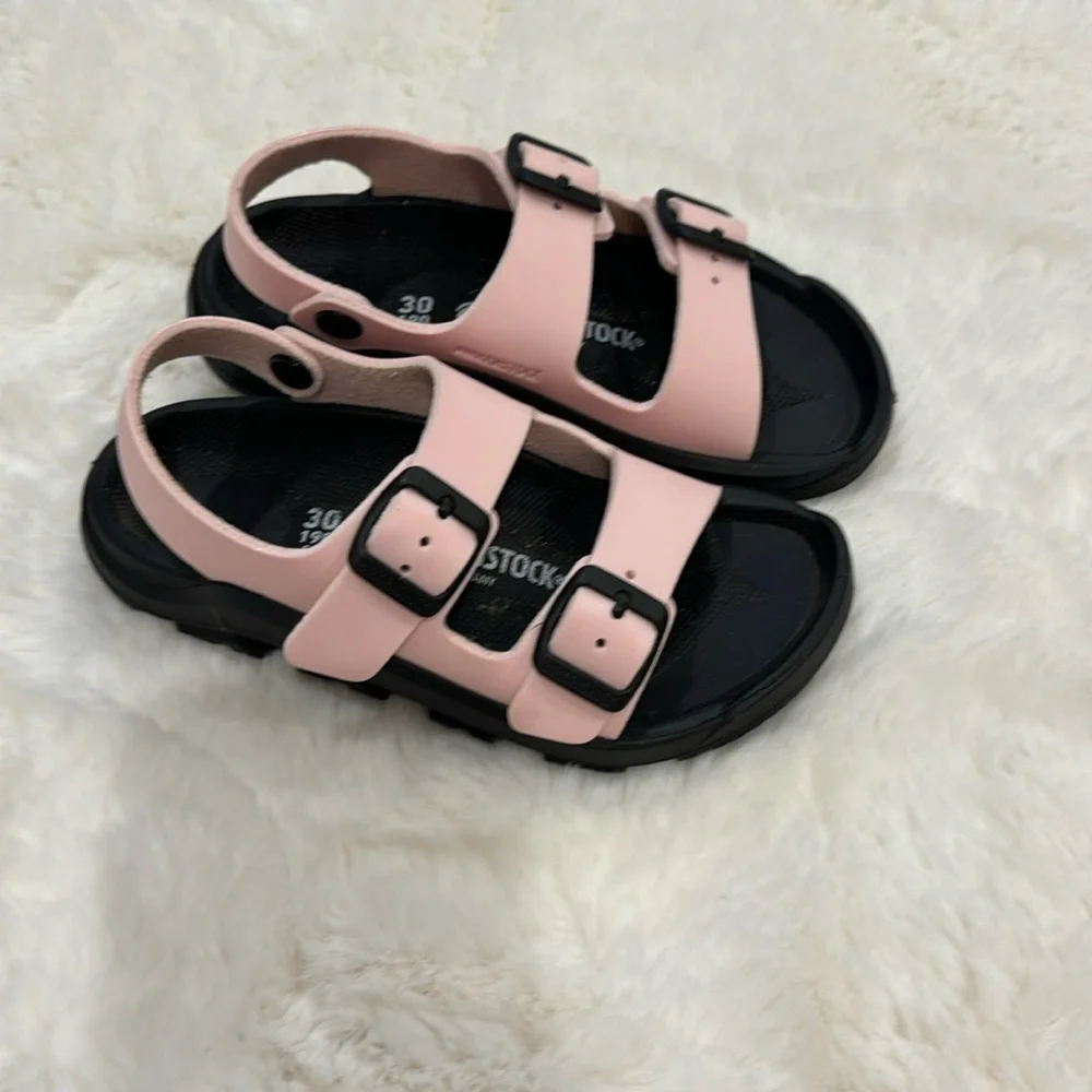 Birkenstock, pink and black sandals euro size 30/US size 12
